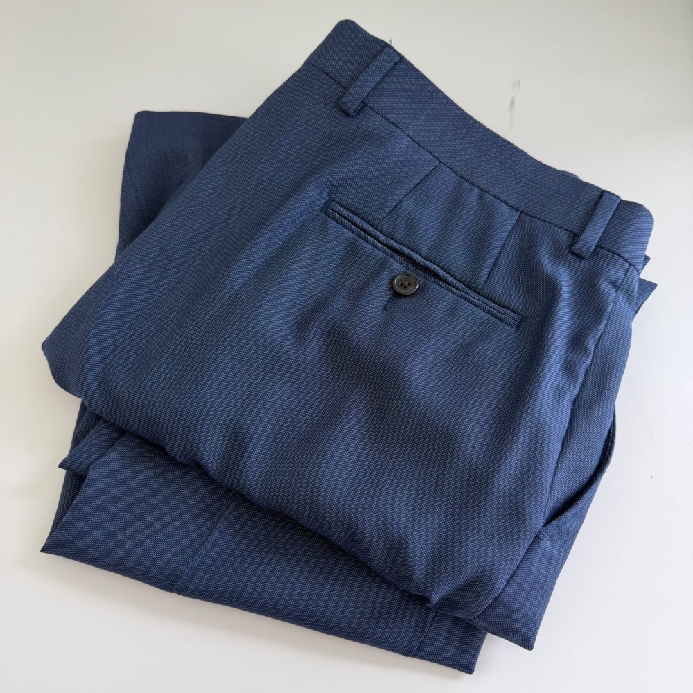 Lauren Ralph Lauren Mens Blue Wool Blend Natural Stretch Dress Pants 34W x 32L